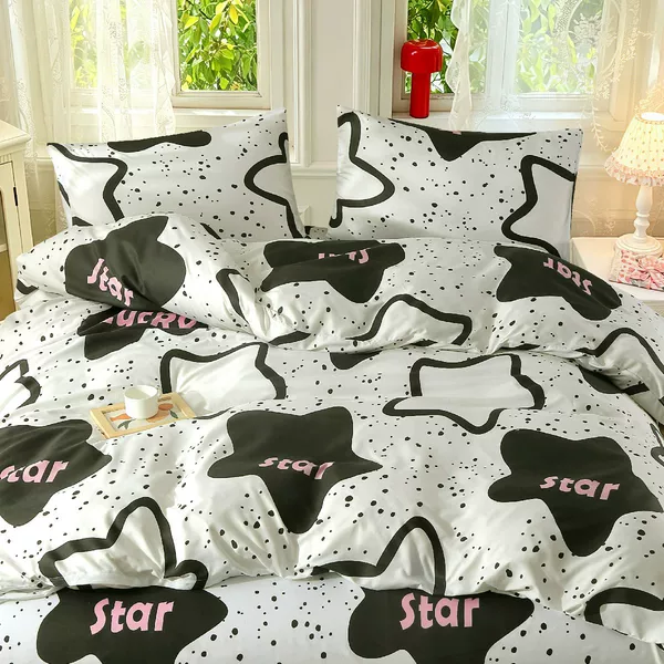 Cw Brushed Fabric Skin-Friendly Simple Dormitory Student Dormitory Bed Sheet Three-Piece Set Solid Color Four-Piece Set Bedding Factory