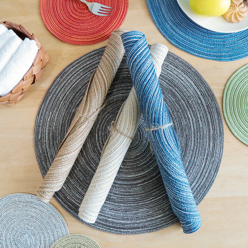 북유럽 스타일 일반 라운드 플레이스 매트 코스터 면 및 린넨 소재 플레이트 매트 플레이스 매트 단열 플레이스 매트