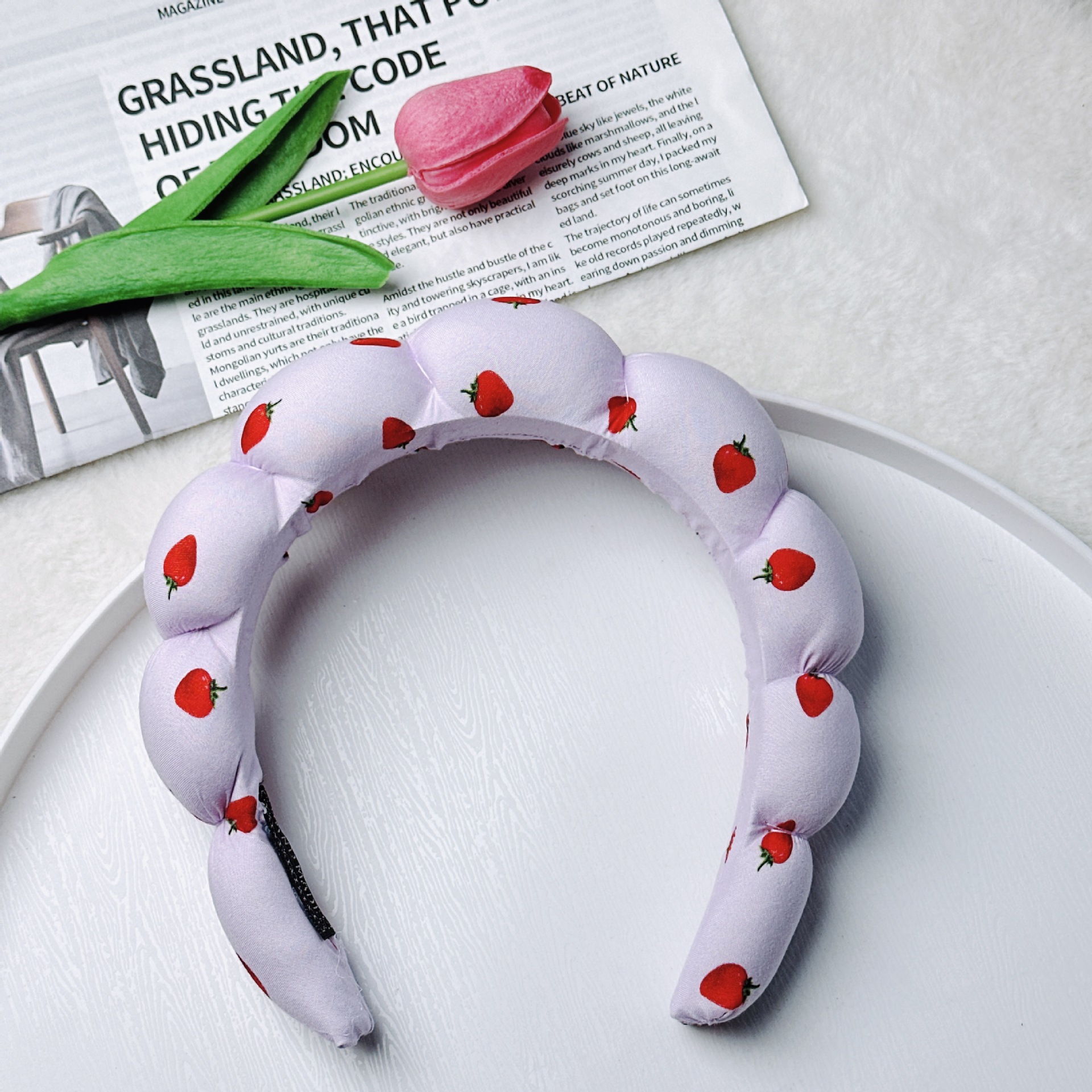 Diadema de Esponja tipo Nube de Tela para Lavado de Cara