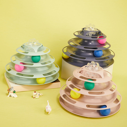 Fluid Animal Four-layer Turntable Cat Toy Ball Cat Track Toy Cat Self-Happiness Interactive Plastic Game Board