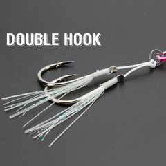 Night glow iron plate hook with barbs, casting lure hair iron plate auxiliary hook, single and double hooks, bulk hooks, cross-border wholesale