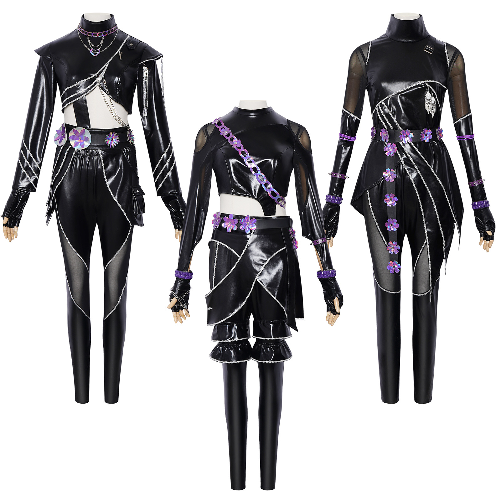 In-Stock Demon Slayer Cosplay Costume Rumi Zoyomi Black Bodysuit for Kids and Adults, Anime Cosplay Outfit