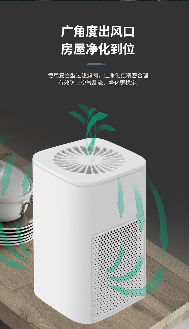 Household Air Purifier, Car-Mounted Indoor Odor Removal, Second-Hand Smoke, Office Desktop, Oil Fume Suction, Pregnant Women Cross-Border