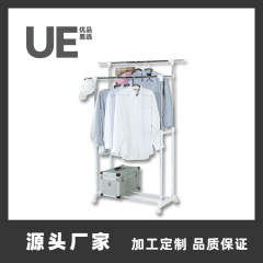 家用双杠挂衣架落地立式卧室衣服阳台衣帽架晾衣架双杆带轮收纳架