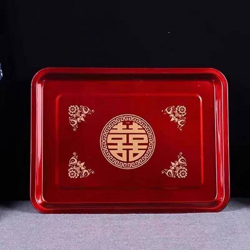 结婚用的不锈钢大号托盘长方形圆喜糖果水果铁盘婚庆用品包邮批发