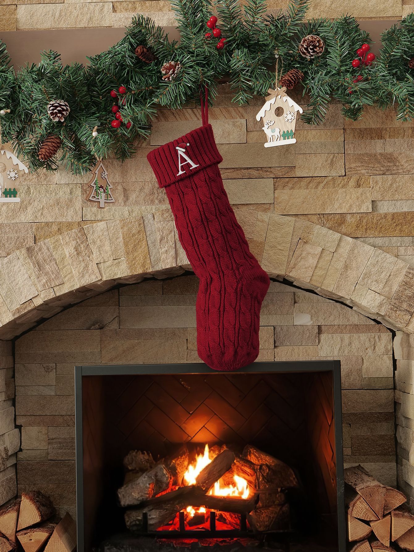 Amazon Europa y los Estados Unidos medias de Navidad personalizadas bordadas calcetines de letras de punto medias de regalo de Navidad colgantes fabricantes image 145