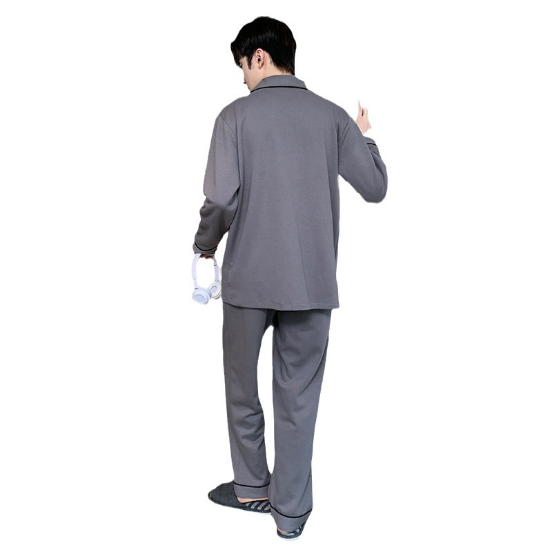 Pijamas de hombre cuidadosamente seleccionados, primavera y otoño, algodón puro, manga larga, nuevo estilo suelto, talla grande, los jóvenes pueden usar ropa de hogar