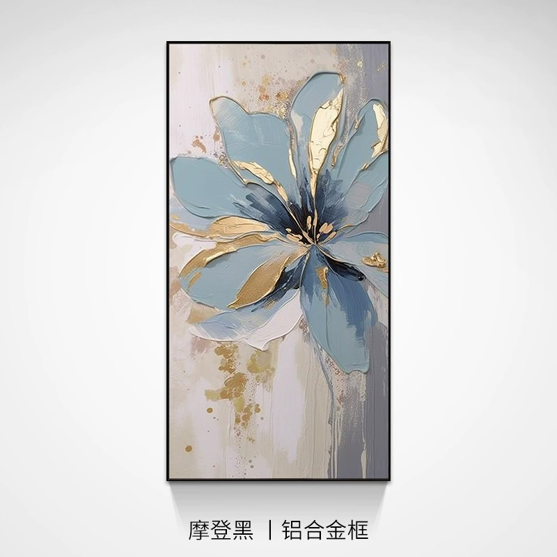 [花卉油画纯手绘玄关画现代轻奢高档竖版走廊壁画大芬油画村装饰画]