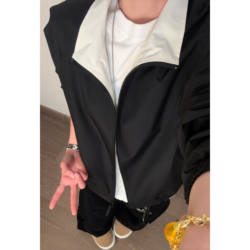 American-style Color-block Flight Jacket For Men, Spring Cleanfit Double-zipper Sports Jacket, Outdoor Three-proof_voghion.com