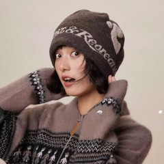 韩国25秋冬字母逗号圆顶保暖冷帽折叠护耳毛线针织帽男女护耳帽子