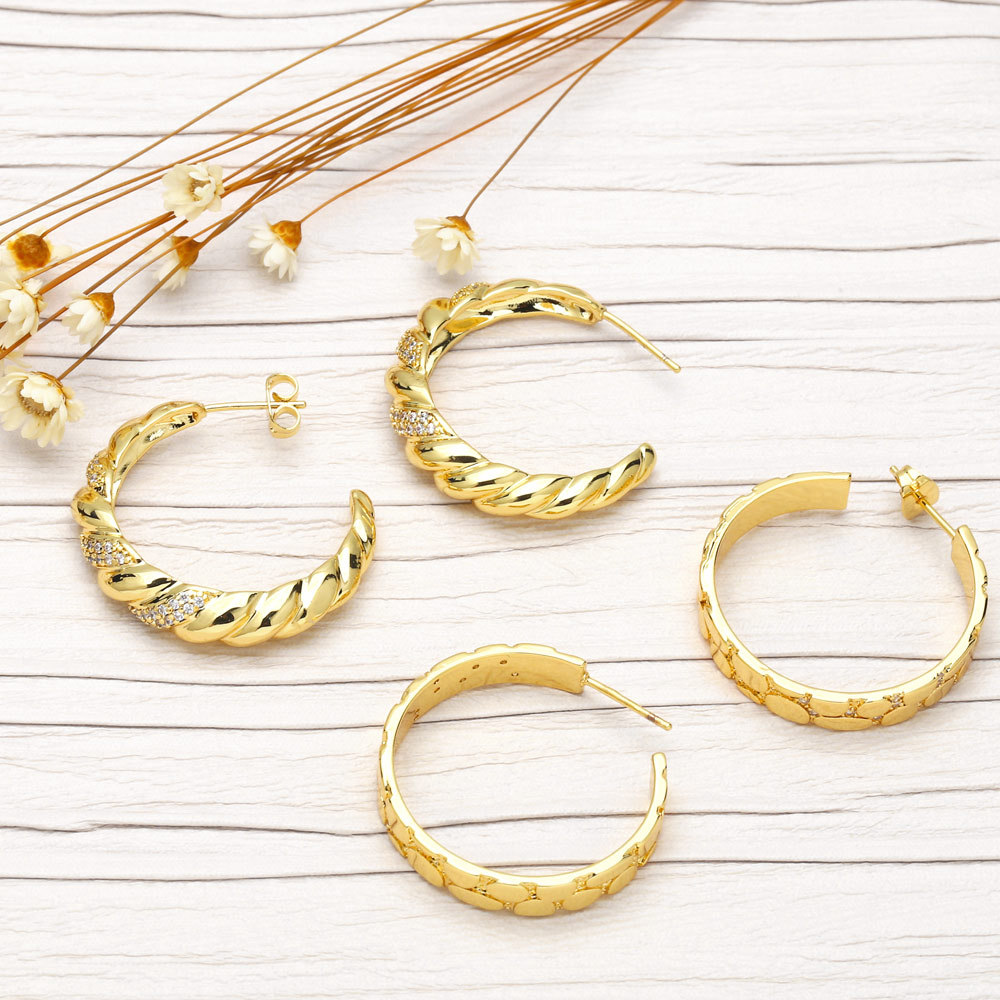 Fashion Geometric Copper Earrings Plating Zircon Copper Earrings