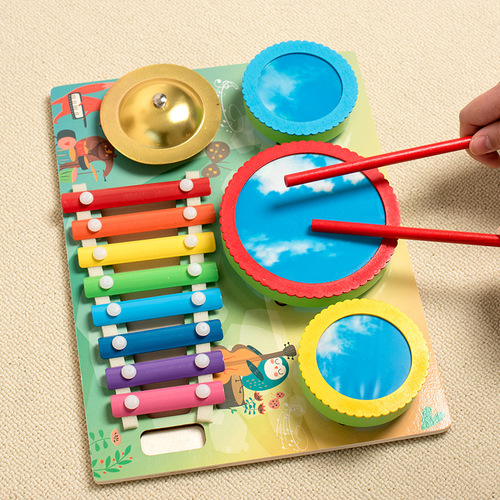 Cross-border children's wooden octave hand drumming early education baby educational musical instrument toy multi-functional drumming toy