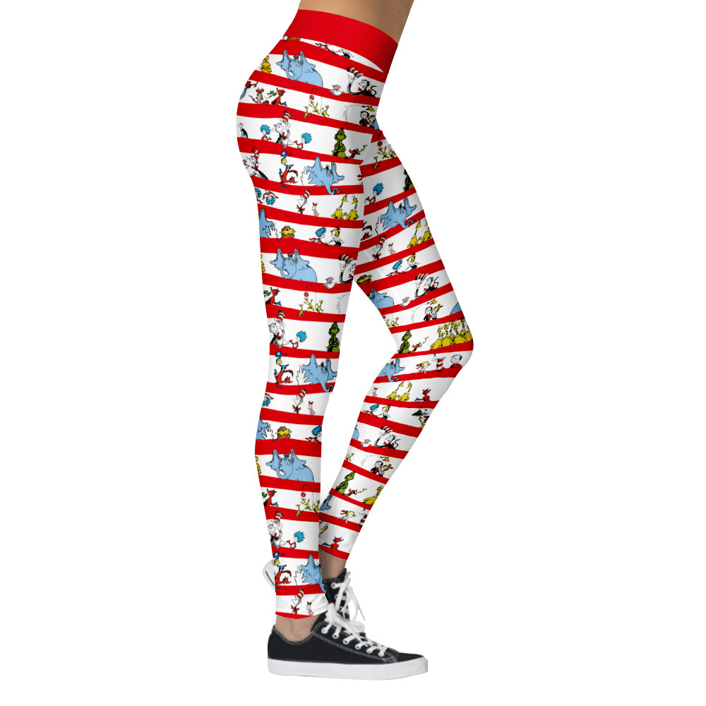 Women's Christmas Retro Cartoon Full Length Printing Leggings display picture 2