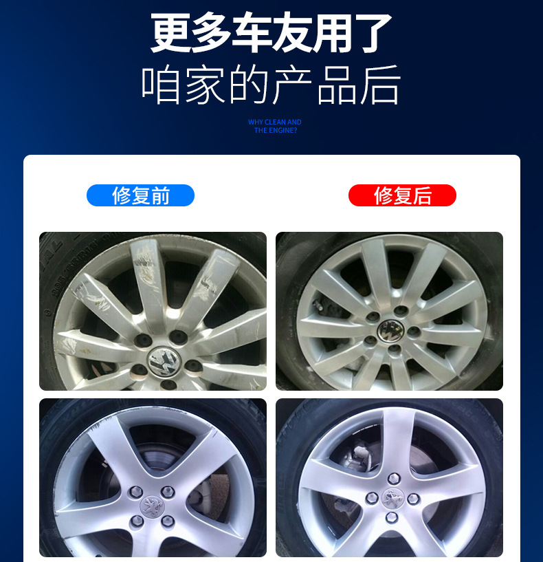 Automobile wheel hub scratch repair refurbished paint polishing concave scratch notch aluminum alloy repair wire drawing steel ring self-painting
