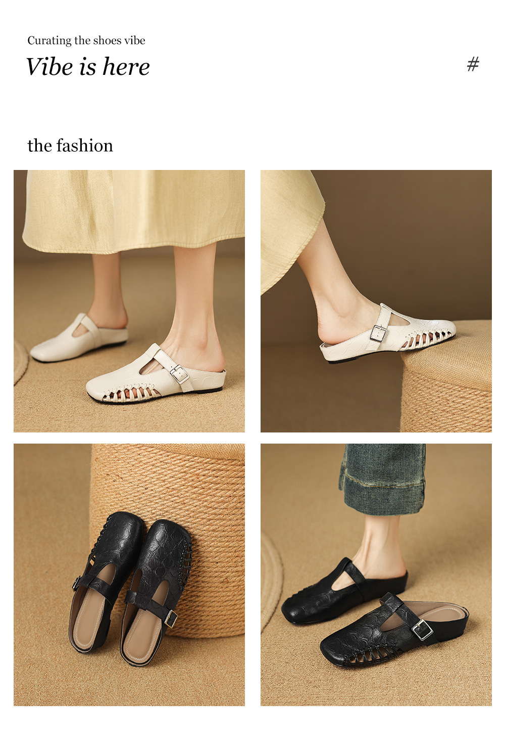 Dép nữ quai chữ T mũi nhọn kiểu vintage, đế bệt, size 34–41 — đen chi tiết 1
