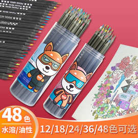 彩色铅笔水溶性无木可擦彩铅专业画笔套装手绘成人油性36色画笔