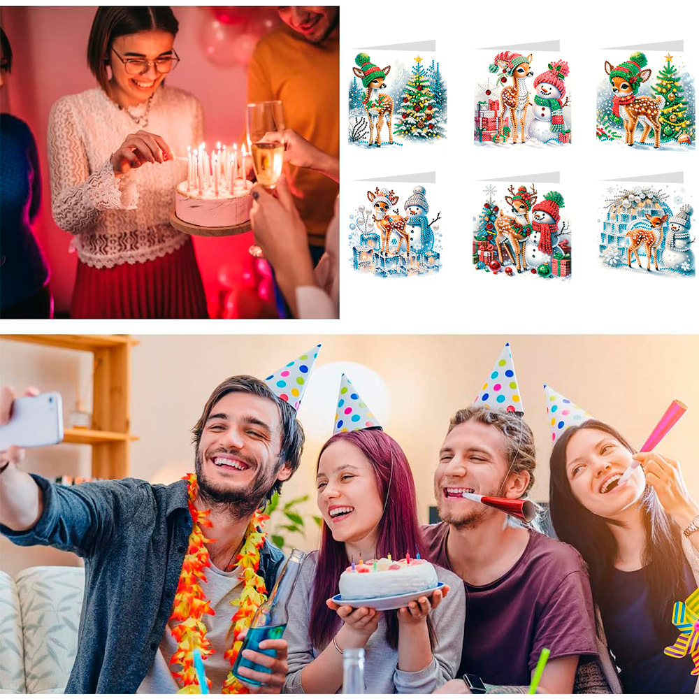 Diamante dibujo perimetral bordado tarjeta de Navidad hecha a mano puntuación perforación al por mayor