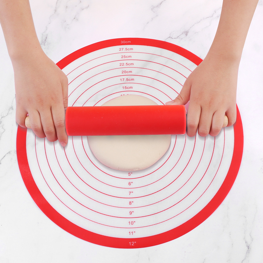 硅膠揉面墊擀麵杖套裝彩盒包裝硅膠和面墊易清理多尺寸擀麵杖