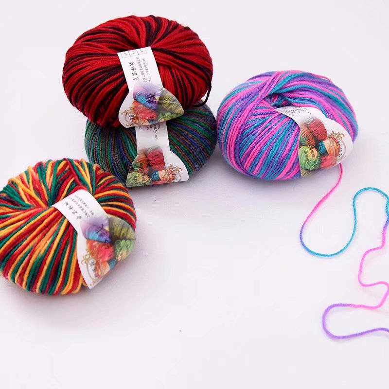 段染晴纶线4股腈纶线厂家现货批发中粗毛线手编钩织拖鞋鞋垫坐垫