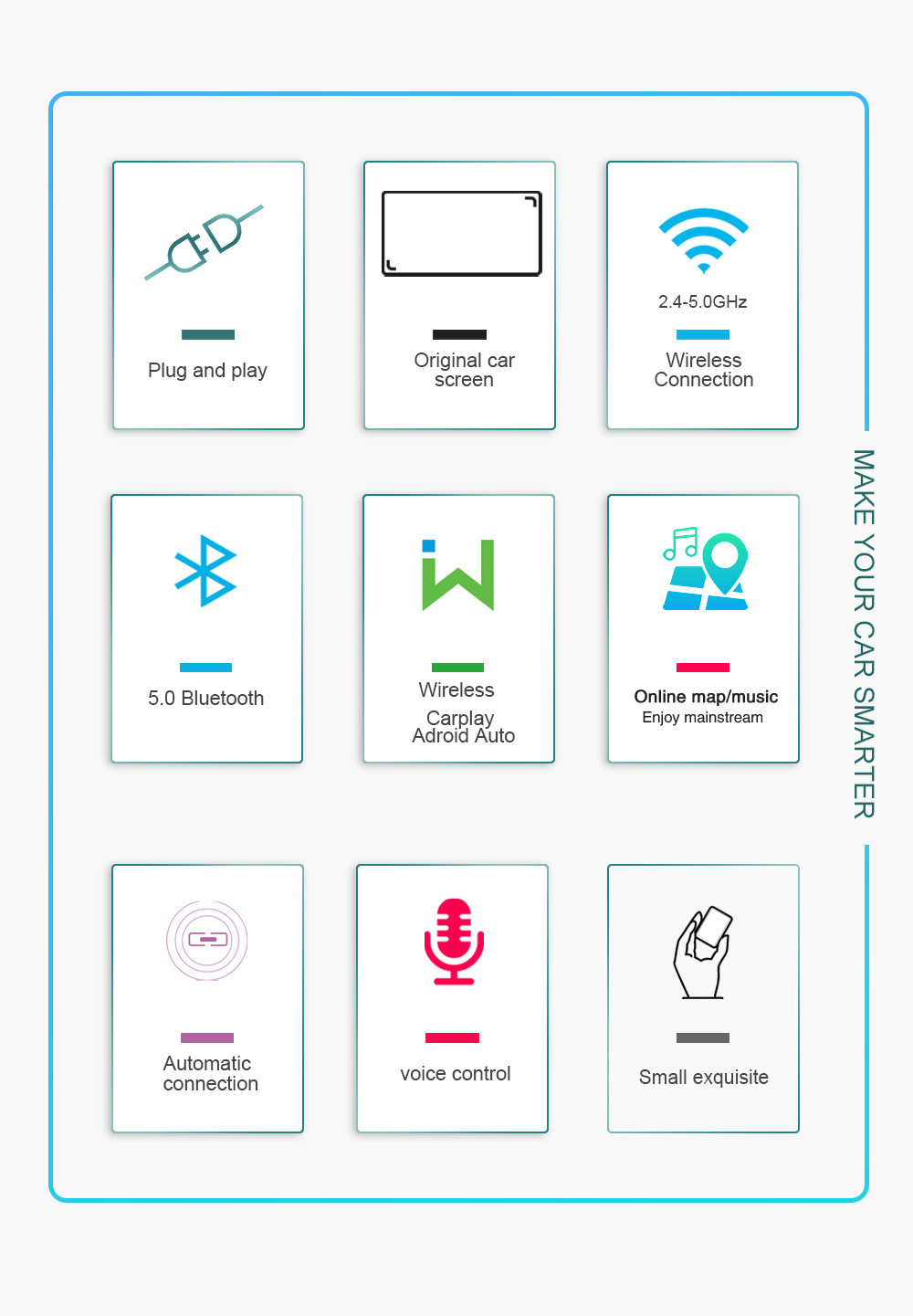 Cross-border hot-selling wired to wireless carplay box upgrade Android smart car interconnection module car
