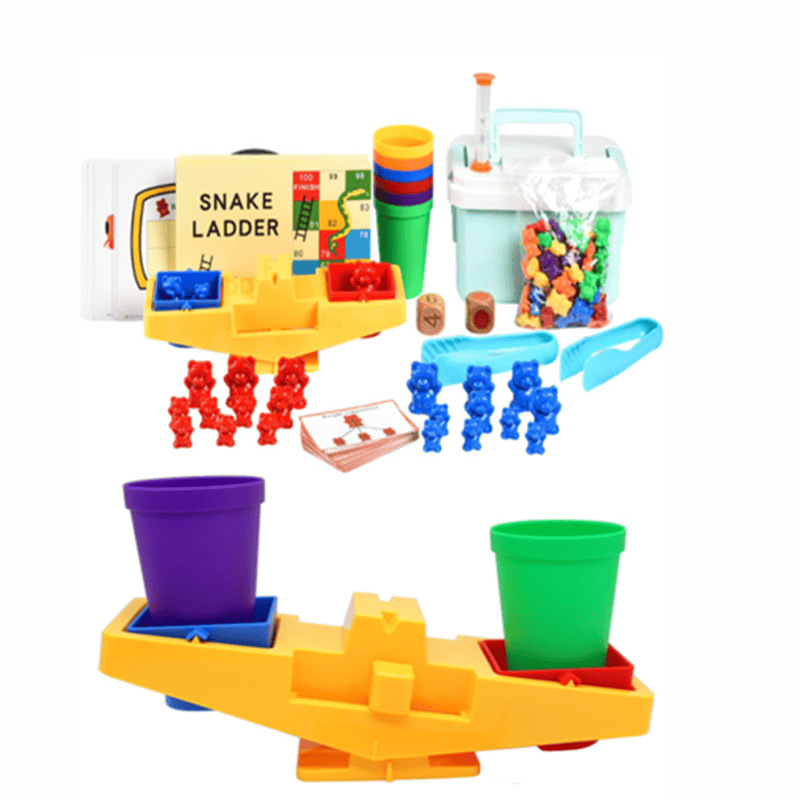 幼儿园托盘天平套装儿童重量测量计算学习教玩具套装学前教育教具