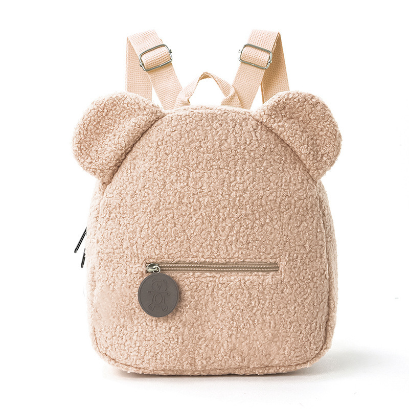 Mochila de felpa transfronteriza 2025 nueva moda casual oso oreja mochila de dibujos animados para niños