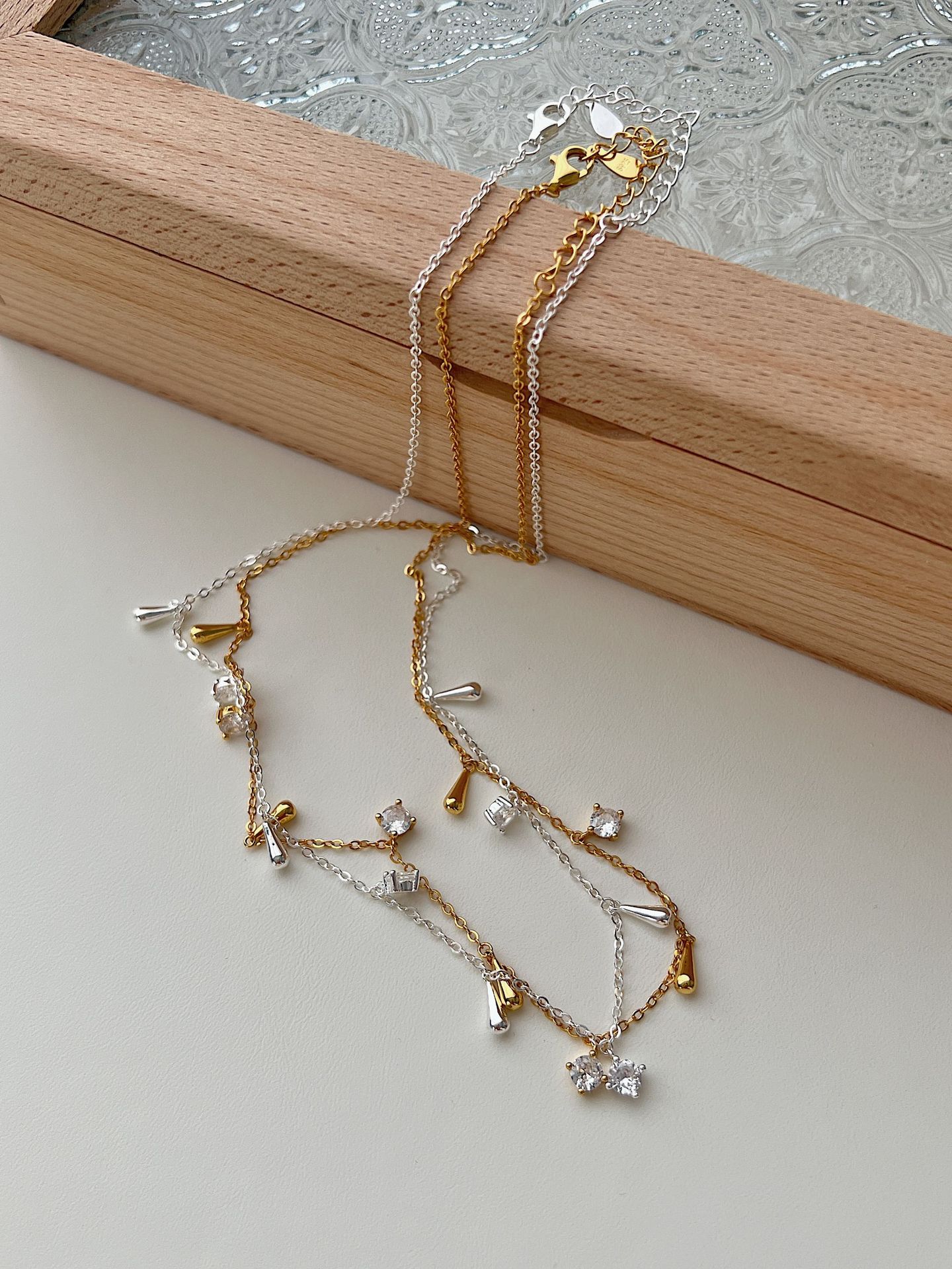 1 Piece Quantity Holiday, Daily Occasion 925 Sterling Silver Material 925 Sterling Silver Zircon Round Water Droplets Necklace