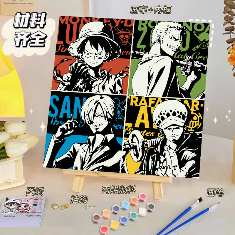 Pintura al óleo digital de bricolaje, dibujos animados para niños, pinturas para colorear hechas a mano, lindos puestos de animación curativos, comercio exterior transfronterizo