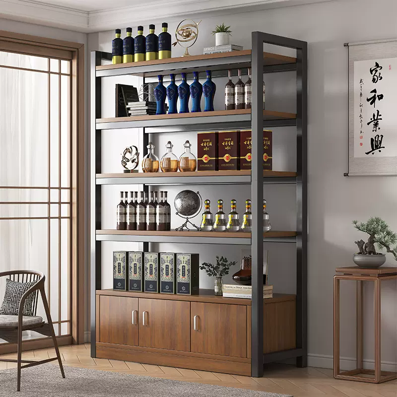 新中式酒柜靠墙客厅烟酒展示柜酒架2024年新款复古储物柜子陈列柜