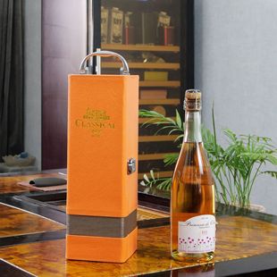 Factory spot red wine leather box orange color matching single pack red wine gift box creative packaging box wine box wholesale wine
