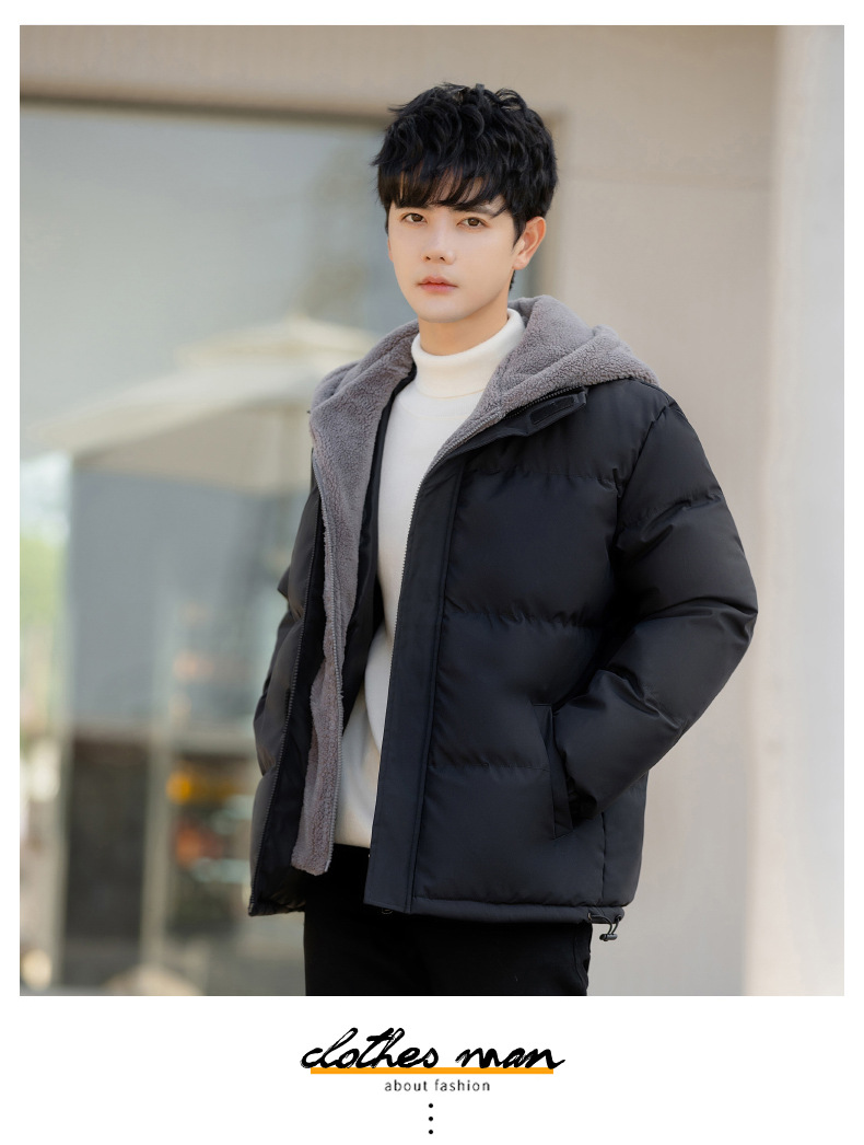 Large Size Fake Two Cotton Clothes Men's Loose Casual Thickened Fleece_viptrois.com
