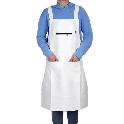 Leather Apron with Fleece Lining, Shoulder Strap Apron, Waterproof and Oil-Resistant Thick Restaurant Kitchen Neck Apron Manufacturer Wholesale
