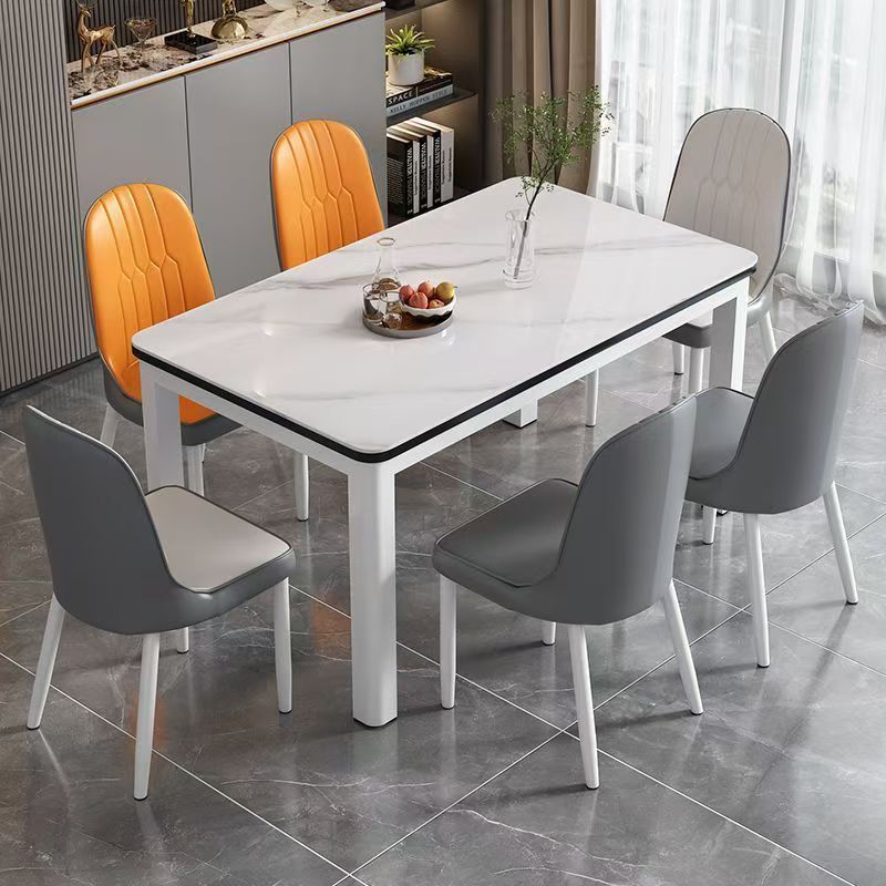 钢化玻璃双层餐桌椅组合桌椅现代小户型家用吃饭桌子餐厅长方形桌