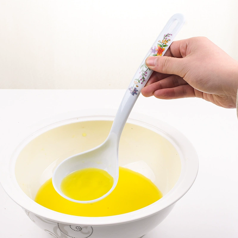 Cute plastic ceramic tableware for home use, Japanese long spoon