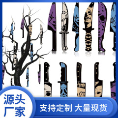 木製プリントホラーナイフぶら下げハロウィンツリー装飾ナイフ型ペンダントハロウィン装飾屋内ツリーウィンドウ壁装飾