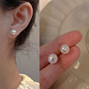 Fashionable universal advanced earrings from pearl with bow, silver needle, flowered, high-quality style, silver 925 sample