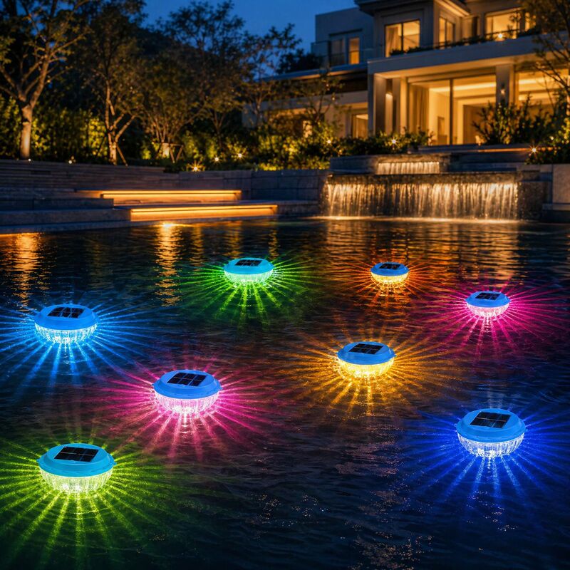Solar-powered floating pool light, LED pond light, fountain light, garden decorative light, landscape tree hanging light, submersible light