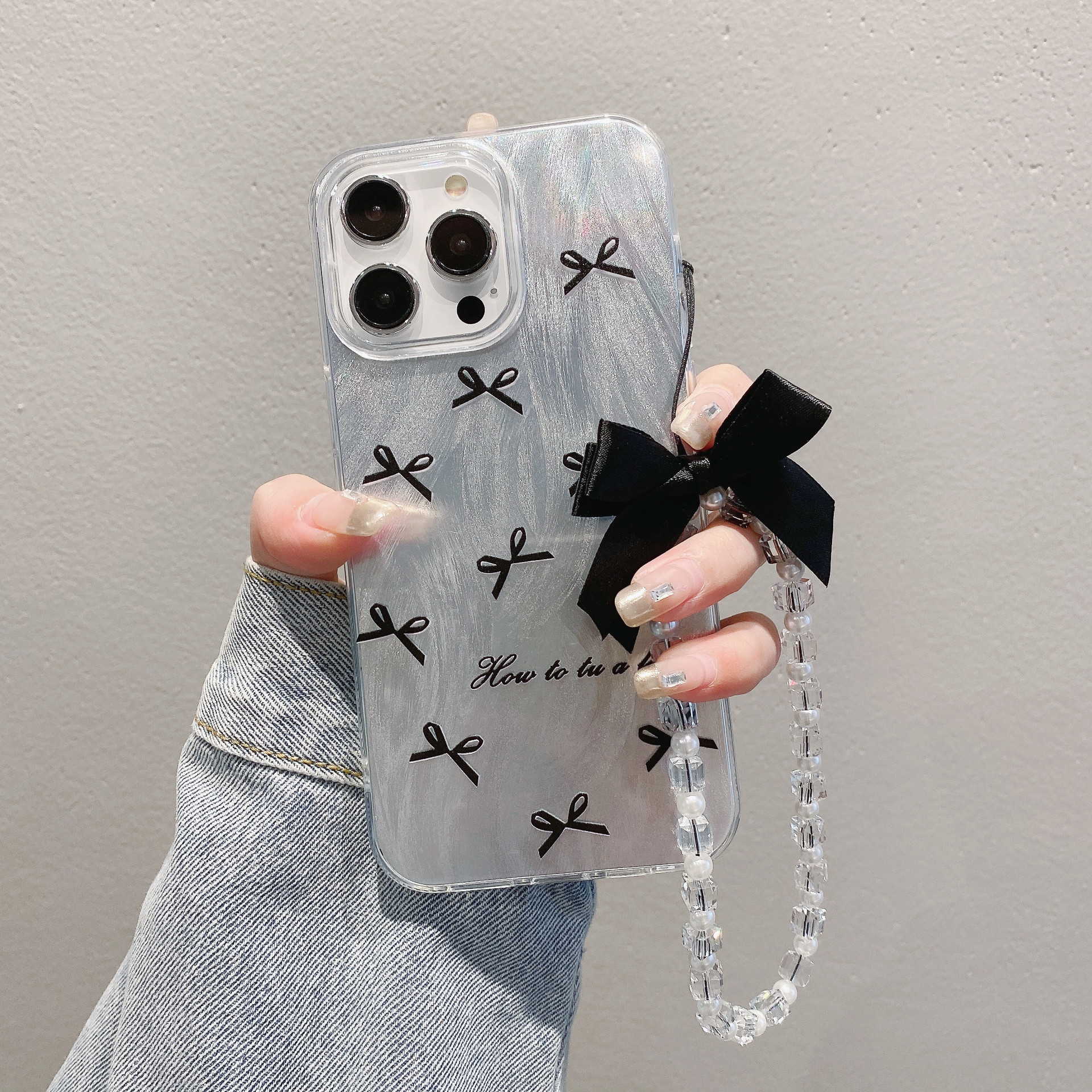 Black Bow Black Butterfly Pearl Knot Bracelet