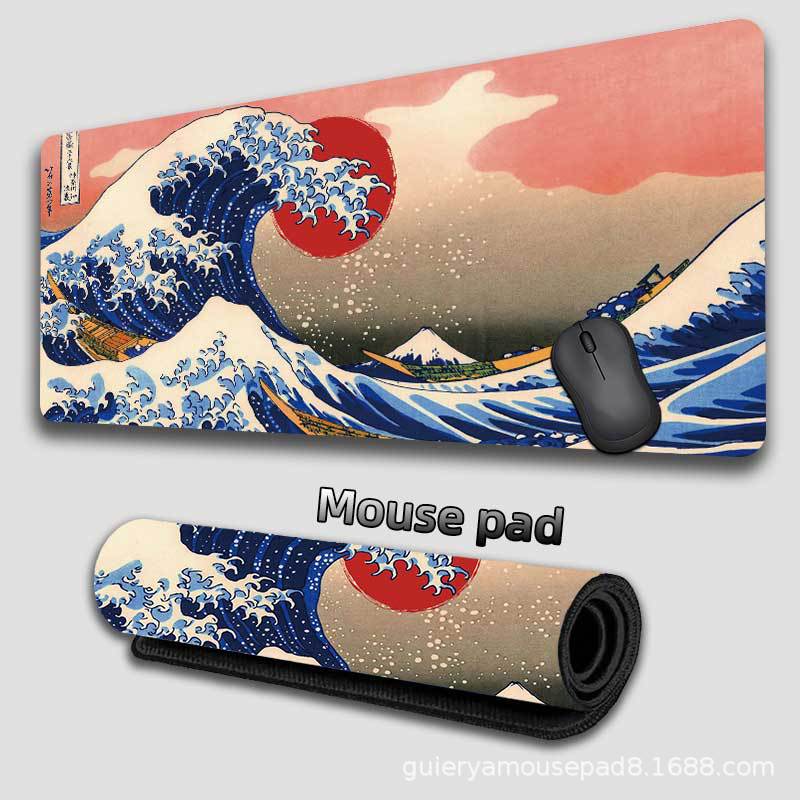Kanagawa Waves Japanese Wind Alfombrilla de ratón súper grande transfronteriza Alfombrilla de escritorio de oficina personalizada Alfombrilla de ratón para teclado Mousepad