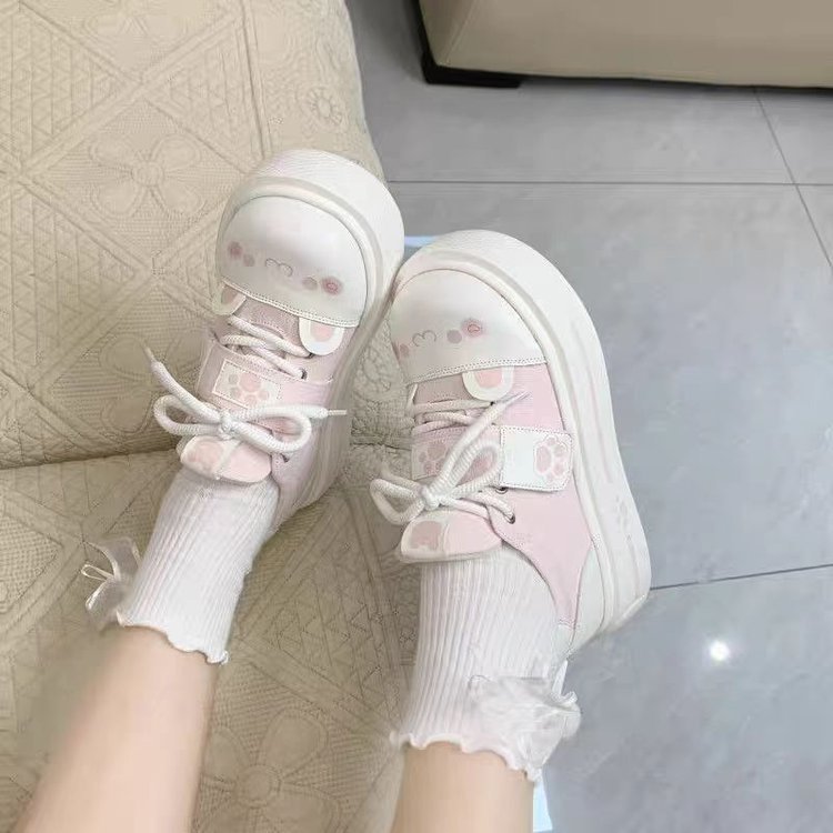 Milk Huhu House Lindas chicas suaves zapatos de lona suaves y lindos zapatos de lo suaves y cómodos zapatos de tabla lindos de plataforma pequeña zapatos casuales