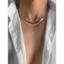 B 32997 Double layer titanium steel snake bone necklace ˫��
