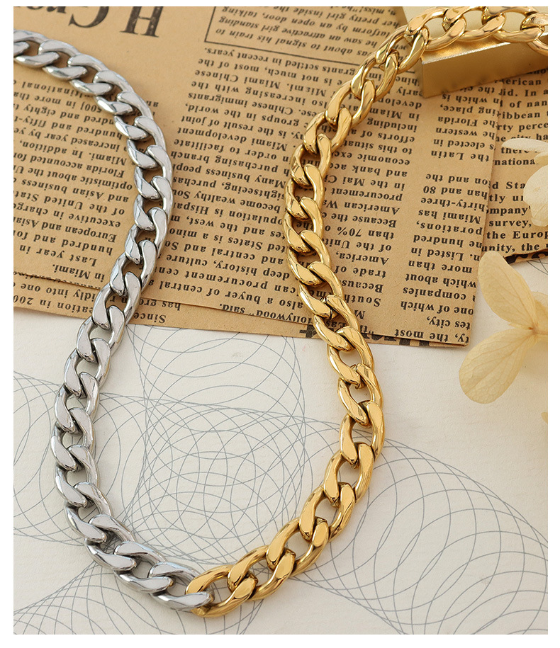 Fashion Steel Thick Chain Stitching Necklace for Men and Women Titanium Steel