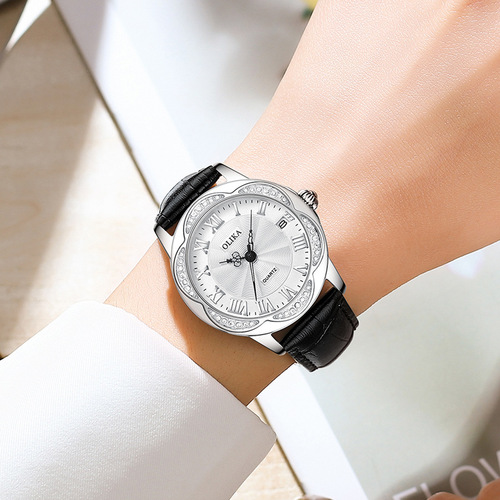 Women's watch fully automatic mechanical watch casual fashion hollow mechanical watch genuine leather waterproof diamond watch for women