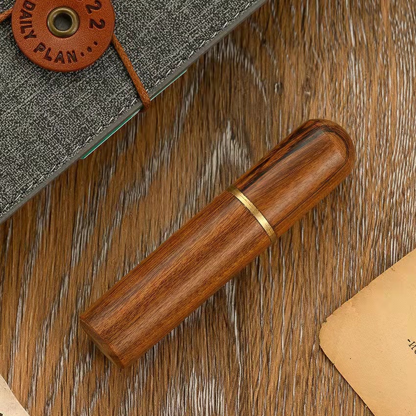 手缝针收纳筒DIY皮革工具 黑檀木 花梨木 工具储针筒