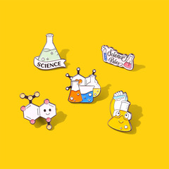 Experimental tools brooch test tube beaker badge metal accessories badge pin brooch small accessories pin package decoration