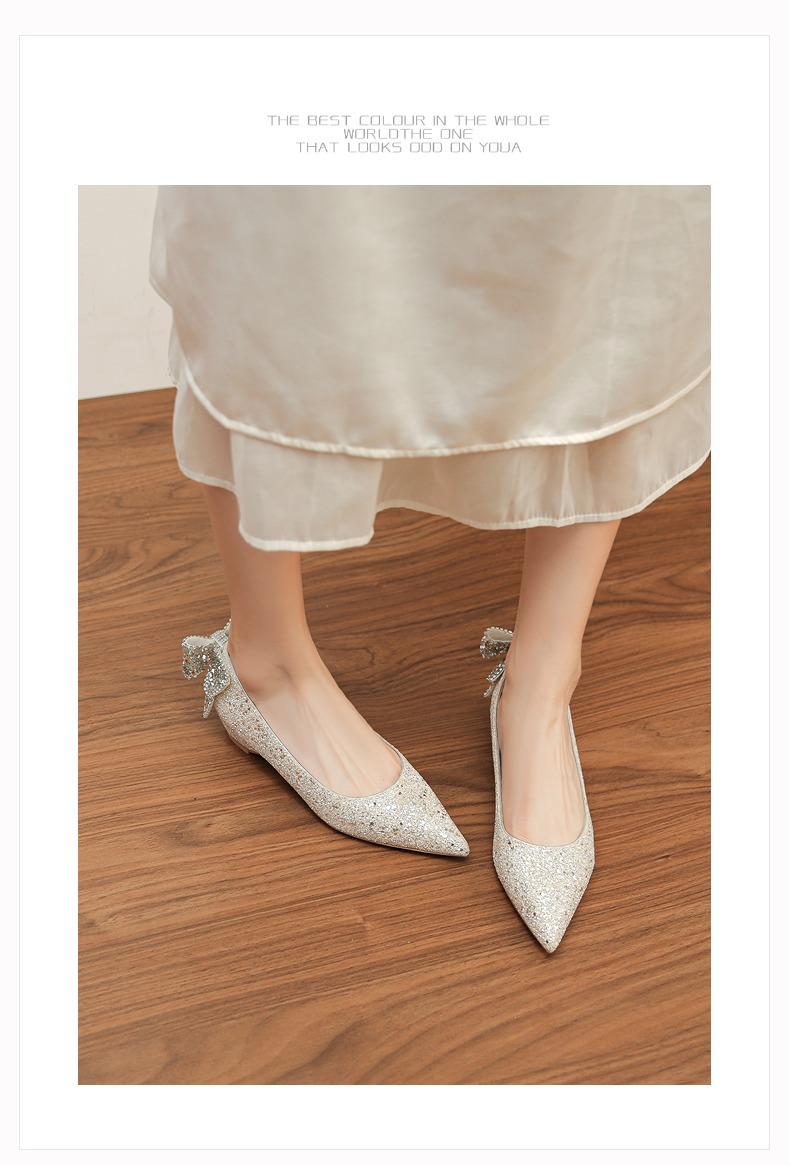 6388E-177 Internal Height Increase Sequin High Heels With Crystal Rhinestones Main Gauze Shoes Xiuhe Two-Way Bride_voghion.com