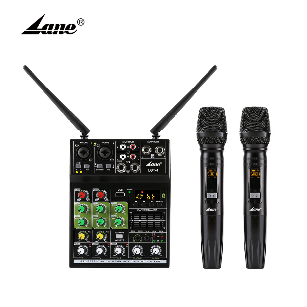 lane莱茵 LGT-4 调音台 2路带混响USB舞台演出K歌调音台