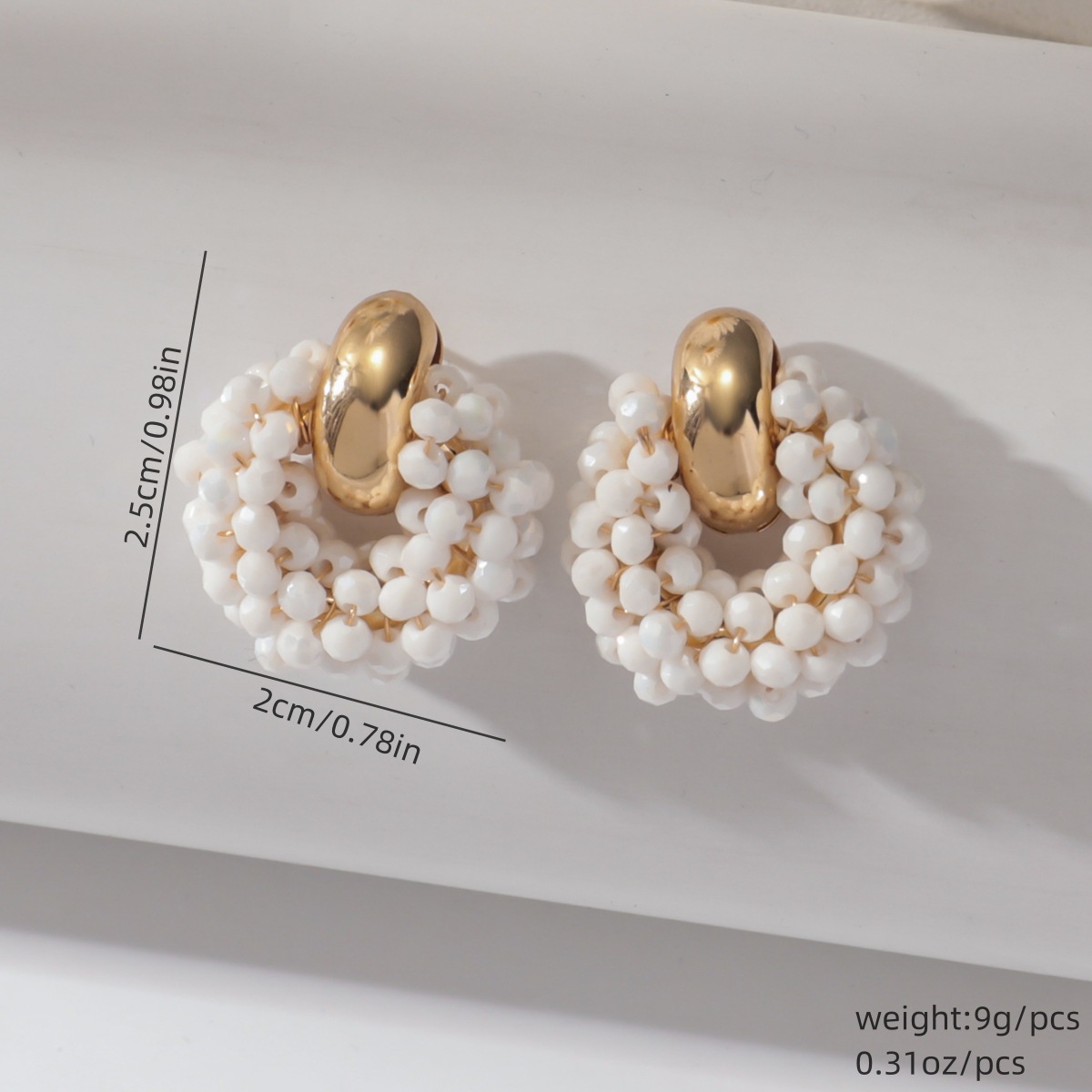 304 Stainless Steel Ear Needle Material 1 Pair Elegant Lady Geometric Artificial Crystal Alloy Ear Studs