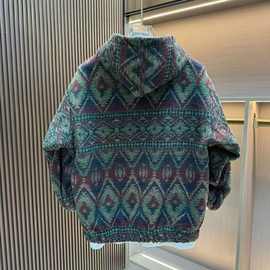 秋冬新款编织提花连帽卫衣韩版ins外穿帅气潮流民族风时尚上衣男
