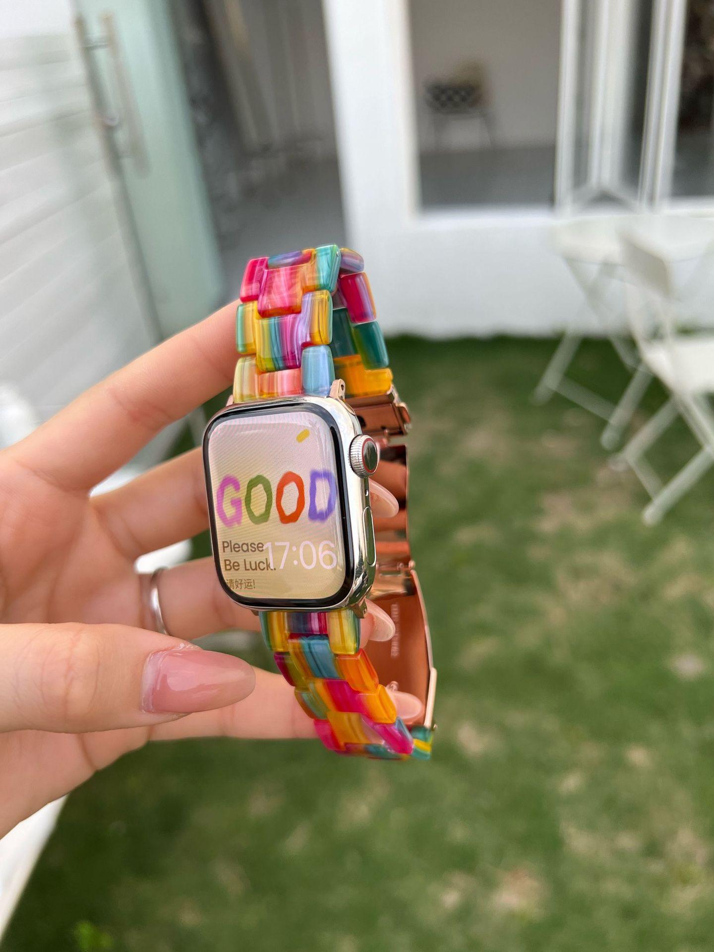 La nueva correa de manzana de resina ligera de primavera y verano es adecuada para applewatch 10a generación 987654SE para hombres y mujeres